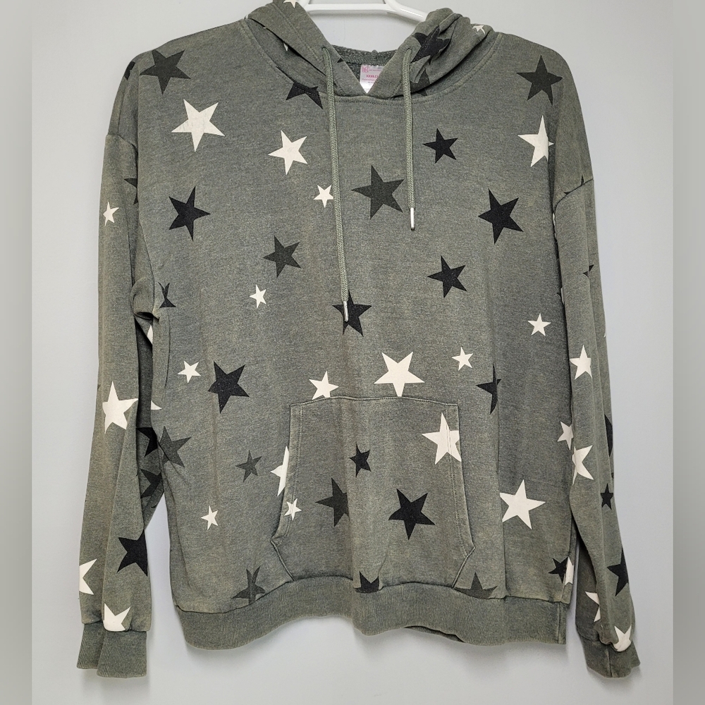 Star Print Hoodie Green 21(Xxxl) Juniors